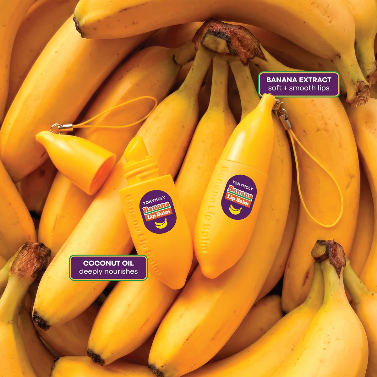 TONYMOLY banana mini in hand size comparison demonstrating travel-friendly portability