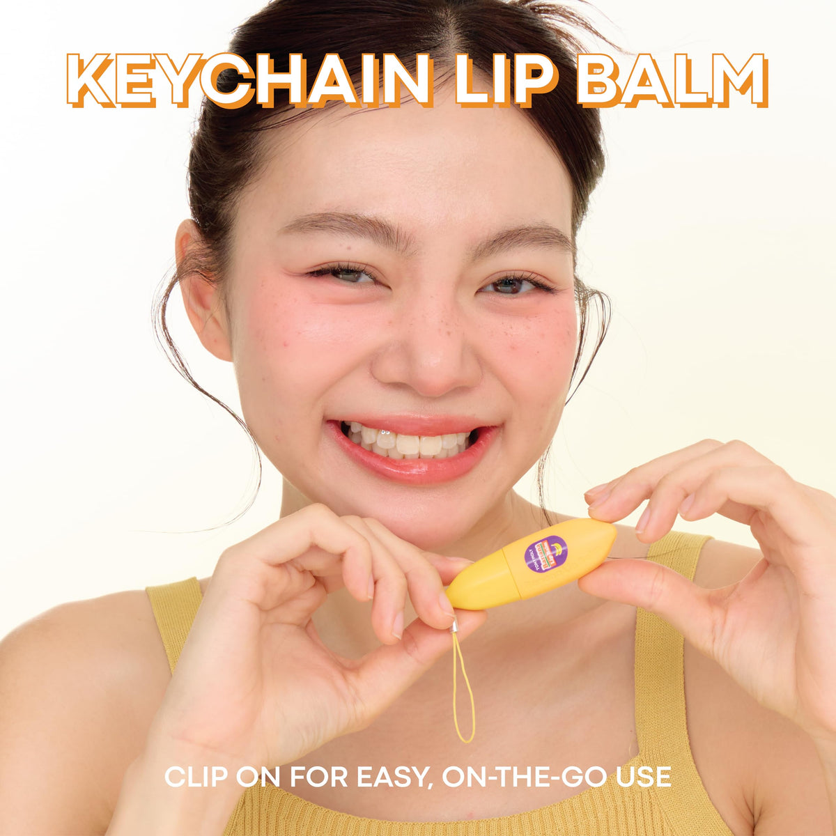 TONYMOLY banana mini lip application in use providing visible softening effect