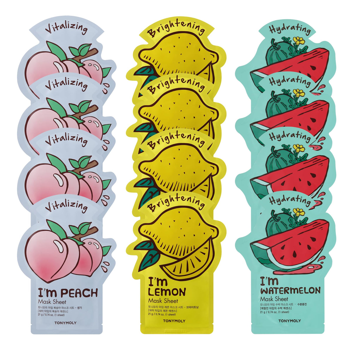 TONYMOLY front packaging showing 12-pack and fruit artwork for quick gifting benefit