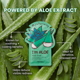 TONYMOLY model wearing sheet mask demonstrating fit and soothing cooling benefit