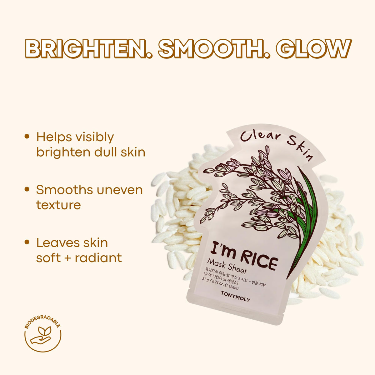 TONYMOLY single sheet mask removed from wrapper, easy one-step application