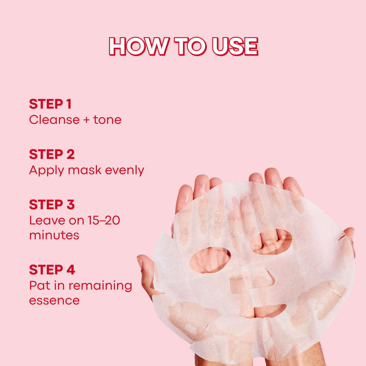 TONYMOLY sheet mask next to hand, scale view for portion and fit