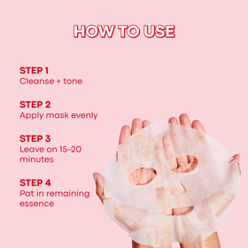 TONYMOLY sheet mask next to hand, scale view for portion and fit