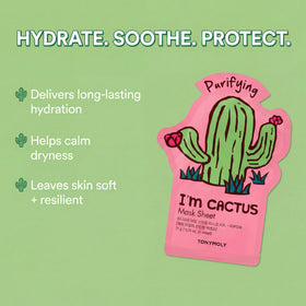 TONYMOLY Cactus essence on fingertip demonstrating moisturizing texture
