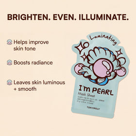 TONYMOLY Pearl mask on hand showing size and single-use convenience