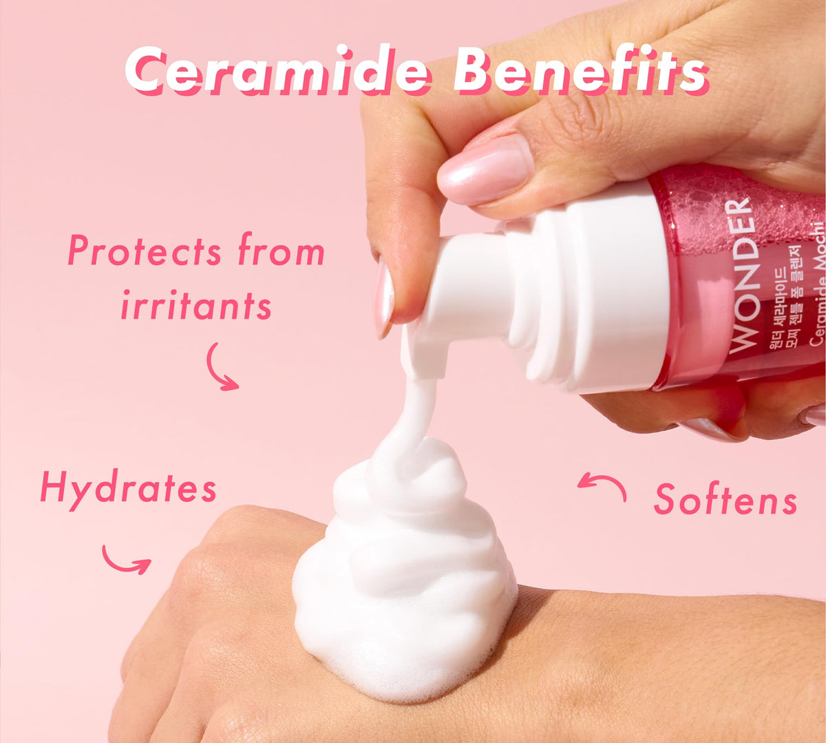 TONYMOLY hand applying foam showing easy lather and gentle cleanse