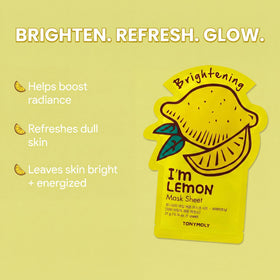 TONYMOLY lemon mask pouch close-up showcasing brightening benefit