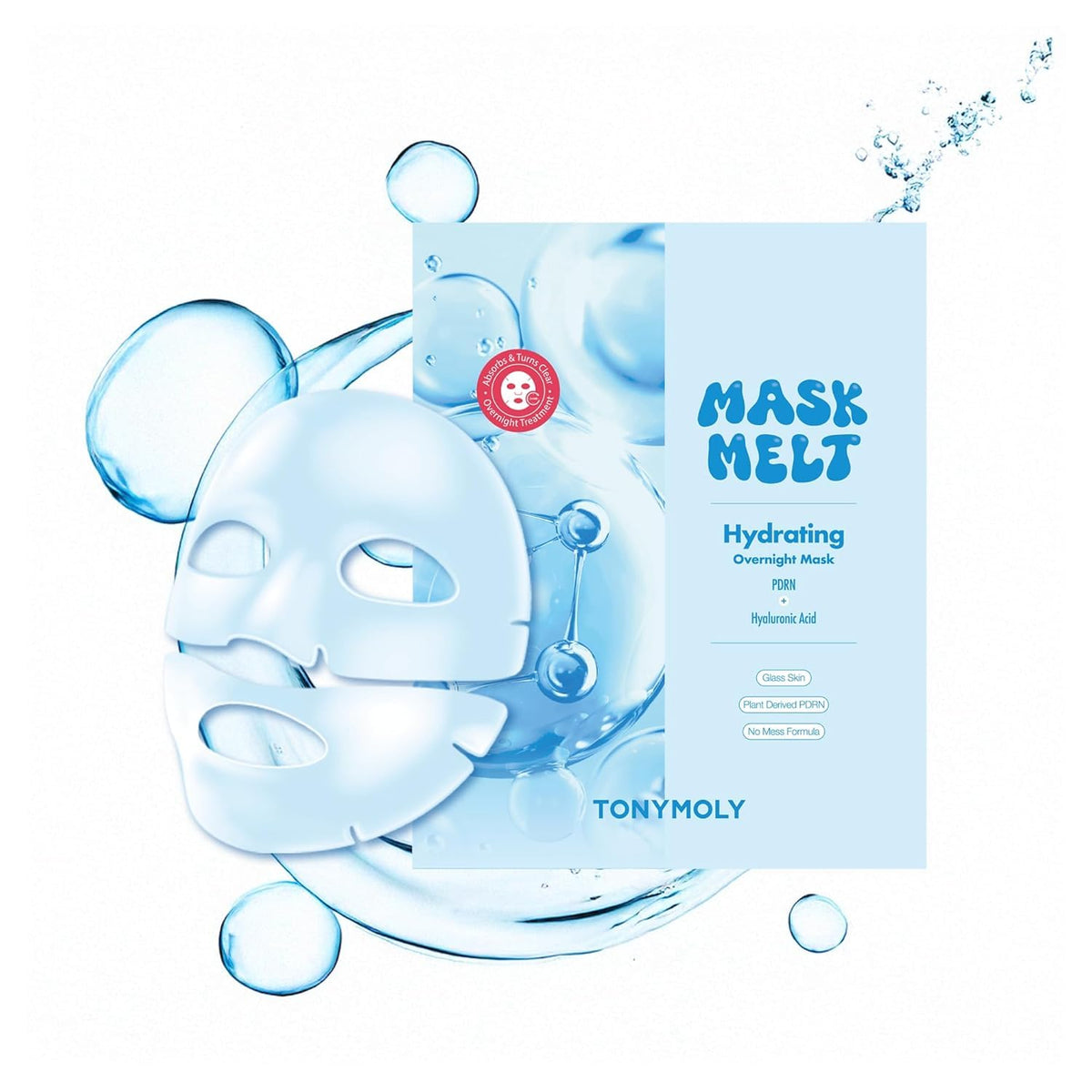 TONYMOLY model wearing overnight hydrogel mask demonstrating comfortable fit