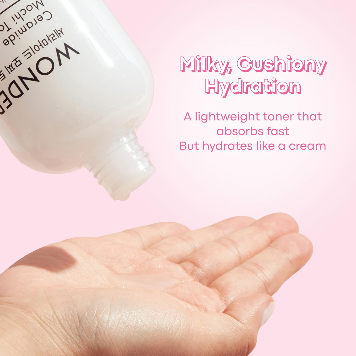 TONYMOLY pouring milky watery texture demonstrating lightweight hydration