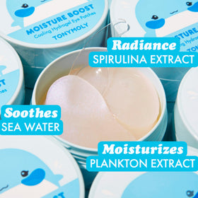 TONYMOLY open sachet revealing a single patch pair, quick application benefit