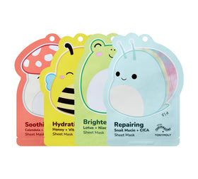 TONYMOLY front packaging showing four character-printed masks and gift-ready design
