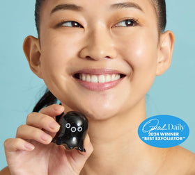 TONYMOLY stick in use on nose during travel showing portable, mess-free pore care