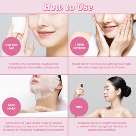 TONYMOLY milky toner texture poured from bottle, shows lightweight hydrating texture