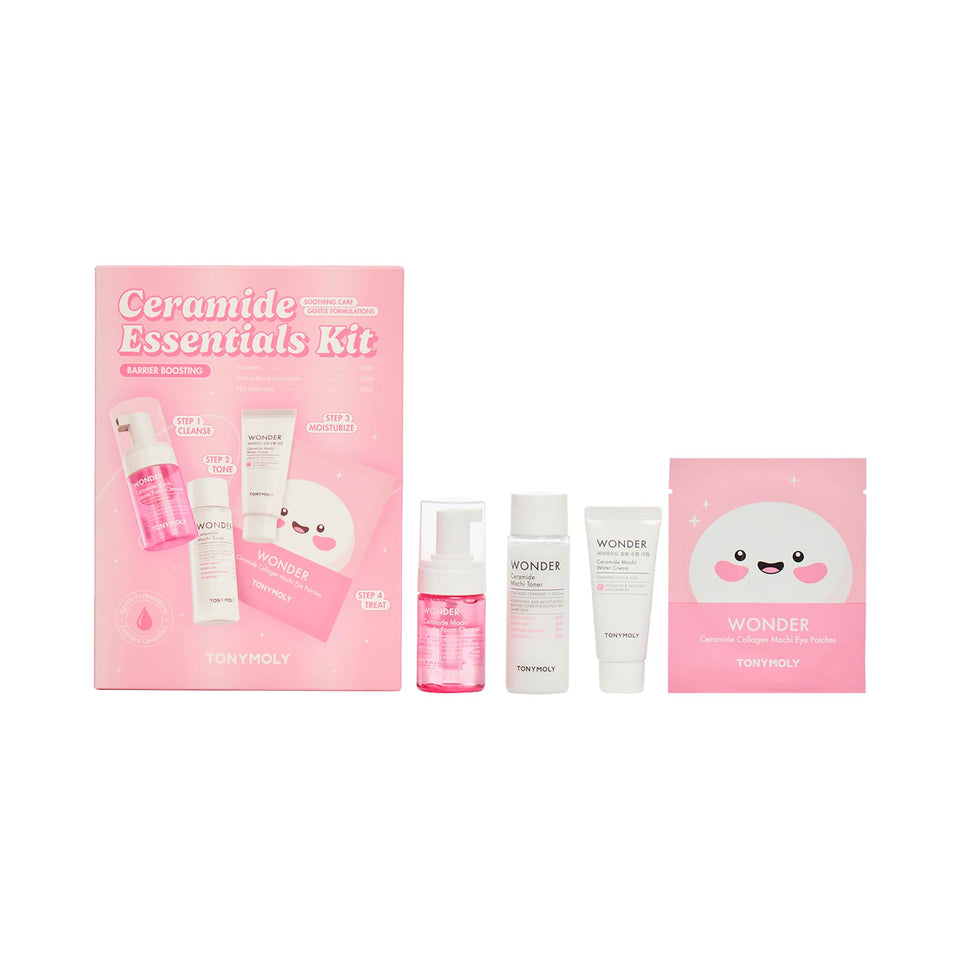 TONYMOLY Wonder Ceramide kit front packaging showing contents and travel-ready design