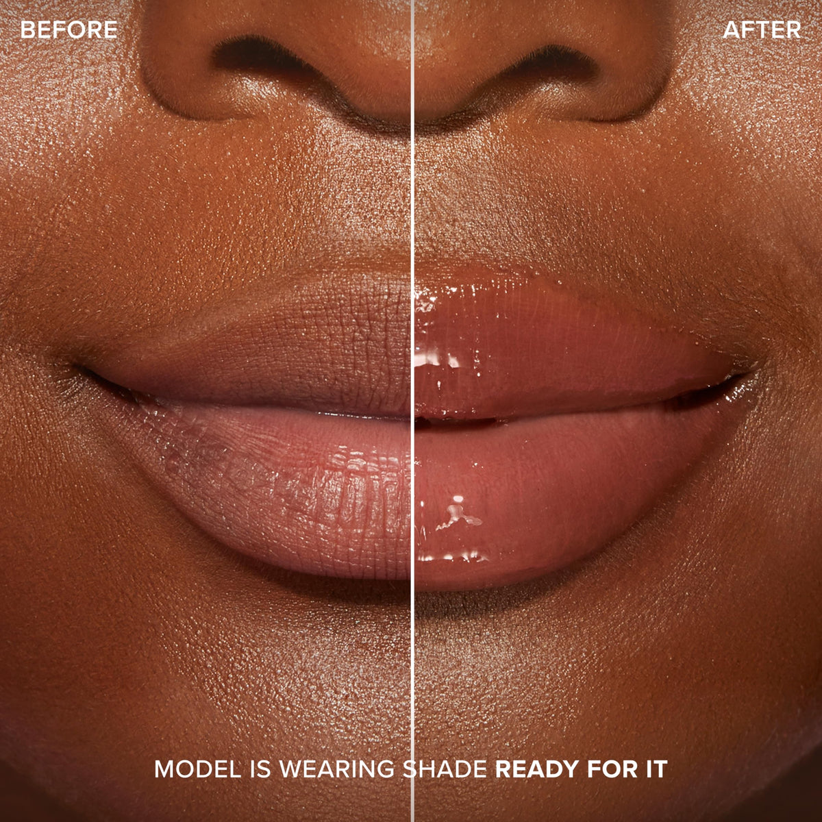 Too Faced before and after lips comparison showing visible volume increase