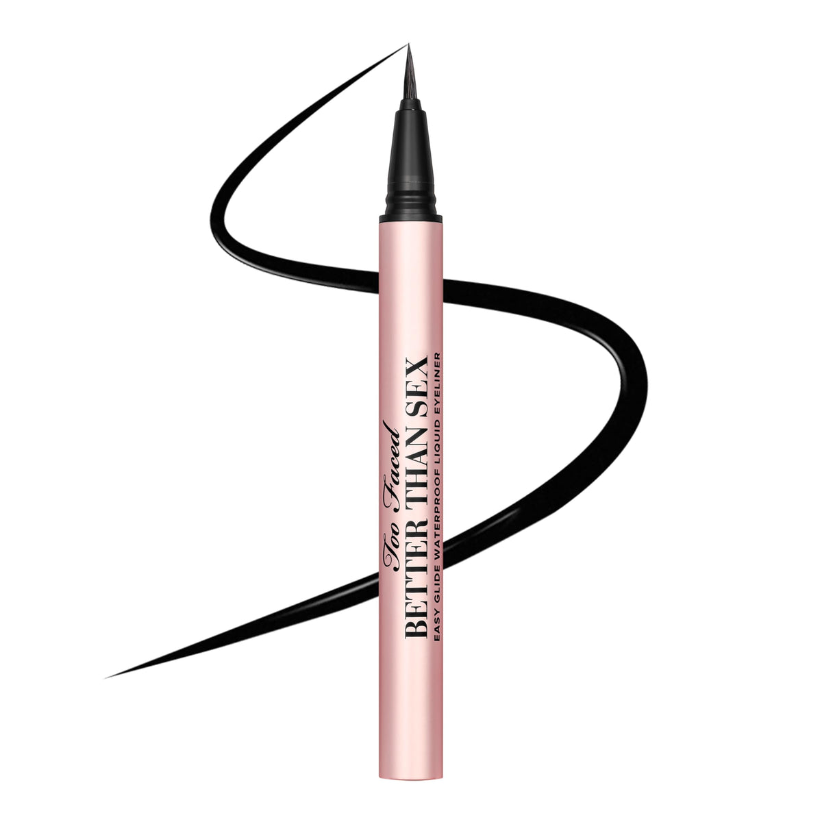 Too Faced front packaging showing compact waterproof eyeliner, precise application benefit