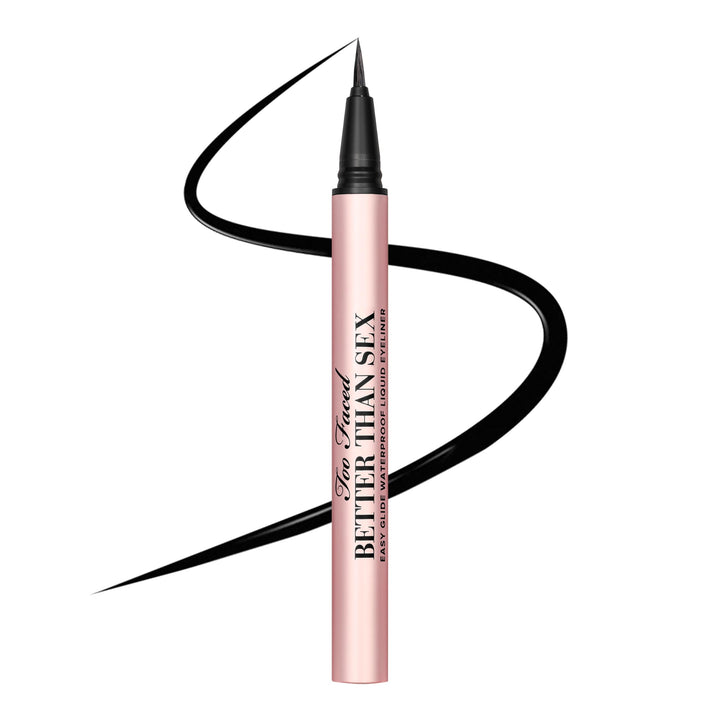 Too Faced front packaging showing compact waterproof eyeliner, precise application benefit