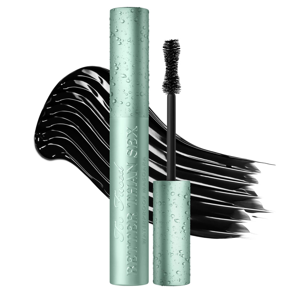 Too Faced front packaging showing waterproof mascara, dramatic volume benefit