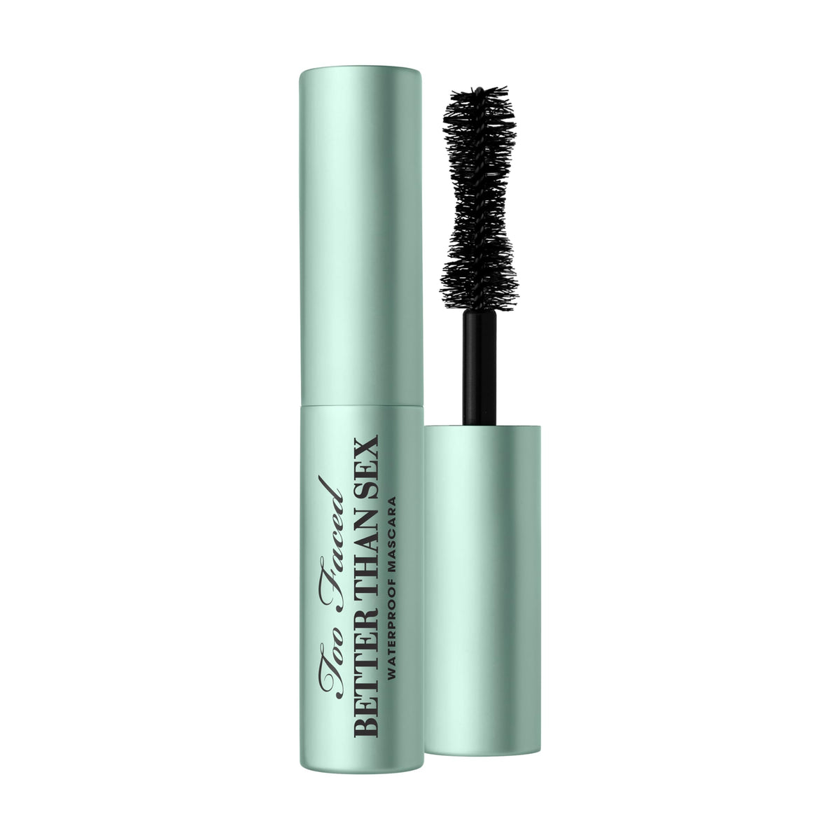 Too Faced front packaging travel-size mascara showing compact tube benefit