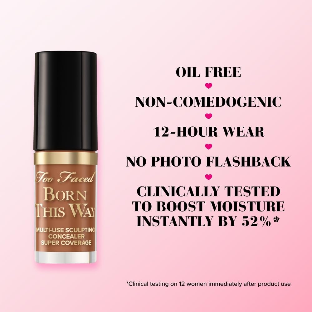 Too Faced concealer texture swirled on skin demonstrating hydrating finish