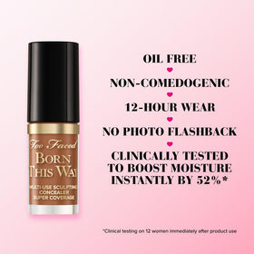 Too Faced concealer texture swirled on skin demonstrating hydrating finish