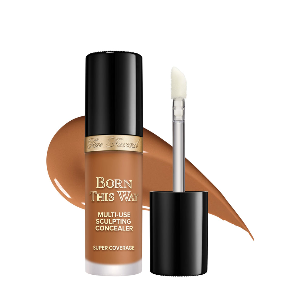 Too Faced close-up of front packaging showing shade and branding benefit: clear product ID