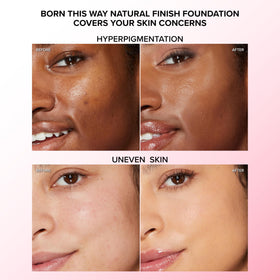 Too Faced texture close-up displaying smooth, hydrating formula for blendable coverage