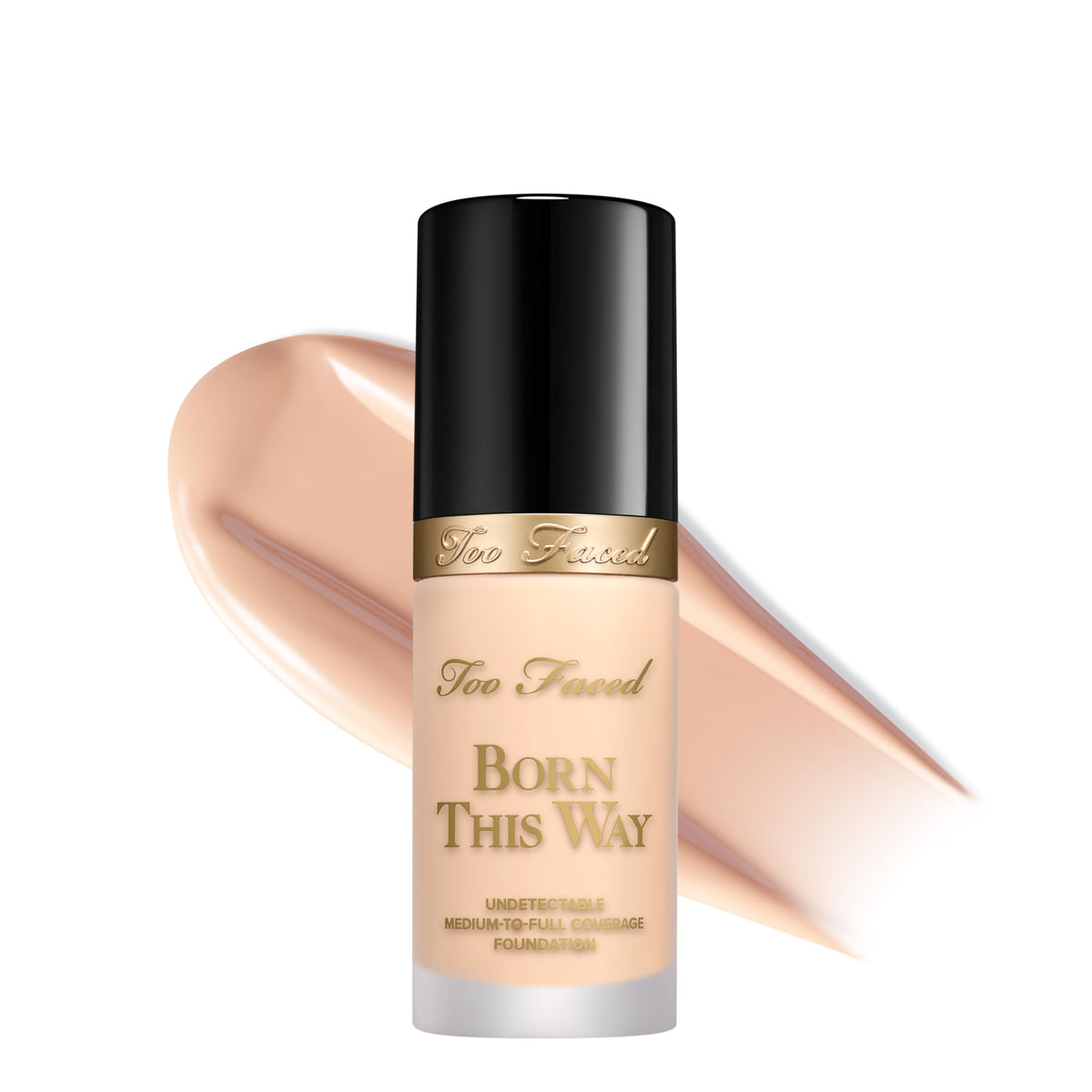 Too Faced front bottle packaging showing label and shade, highlights product clarity