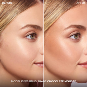 Too Faced Chocolate Soleil cream texture swipe showing smooth blendability and instant color
