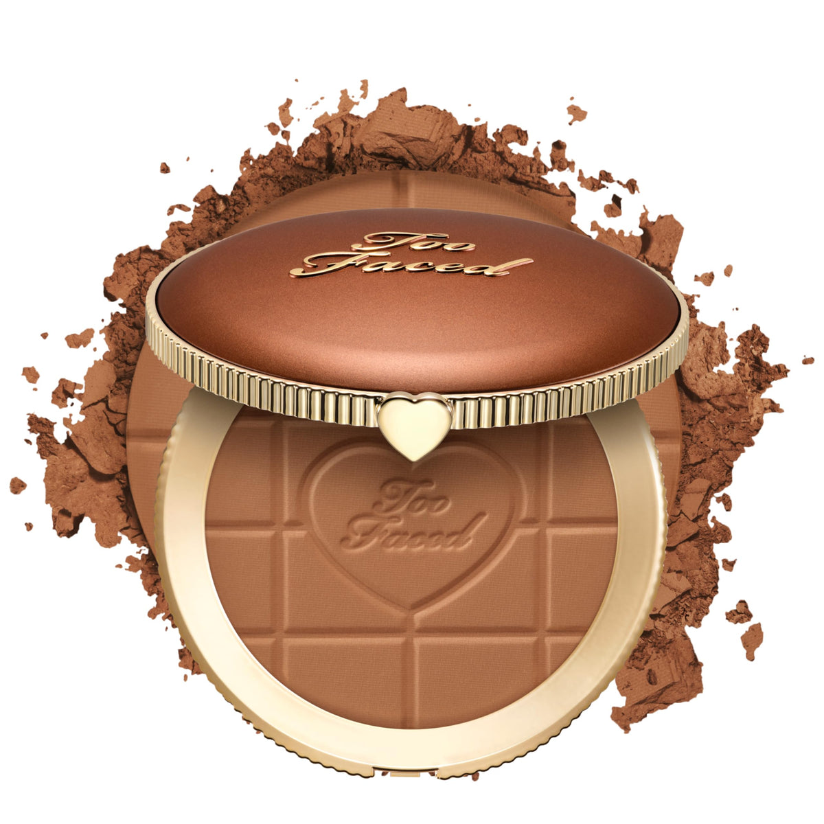 Too Faced compact front view showing sleek design and travel-ready benefit