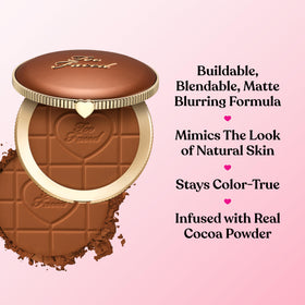 Too Faced powder texture close-up highlighting blendable, velvety surface