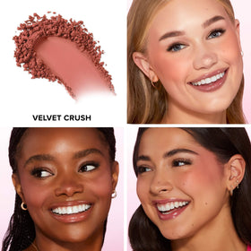 Too Faced close-up of blush pan revealing velvety pigment texture