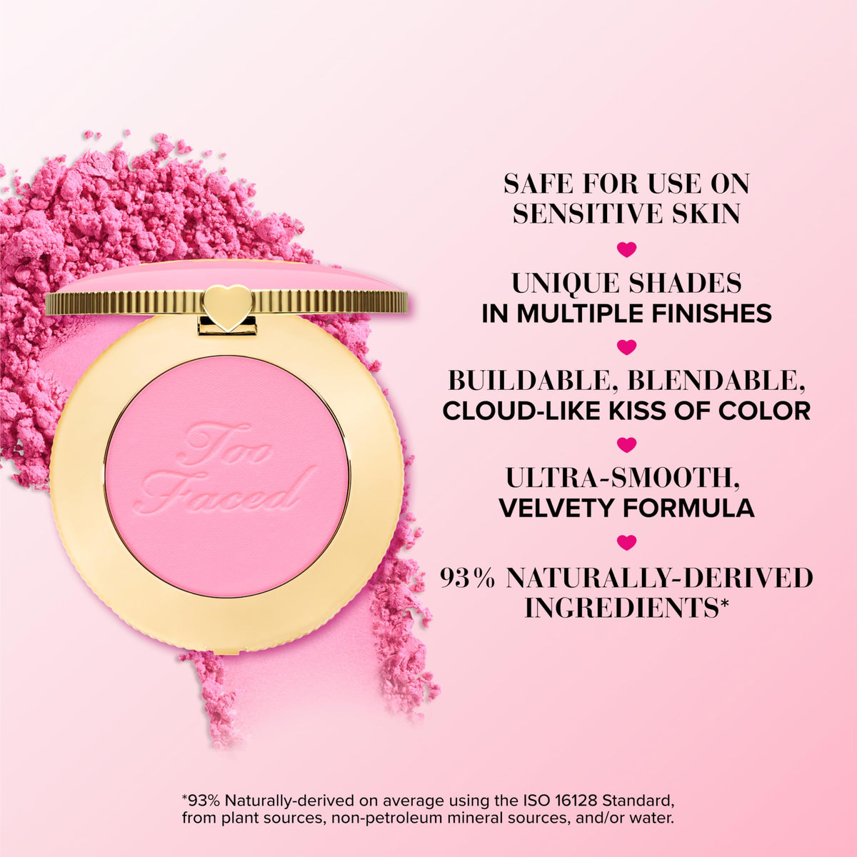 Too Faced swatch on skin showing buildable golden-hour color payoff benefit