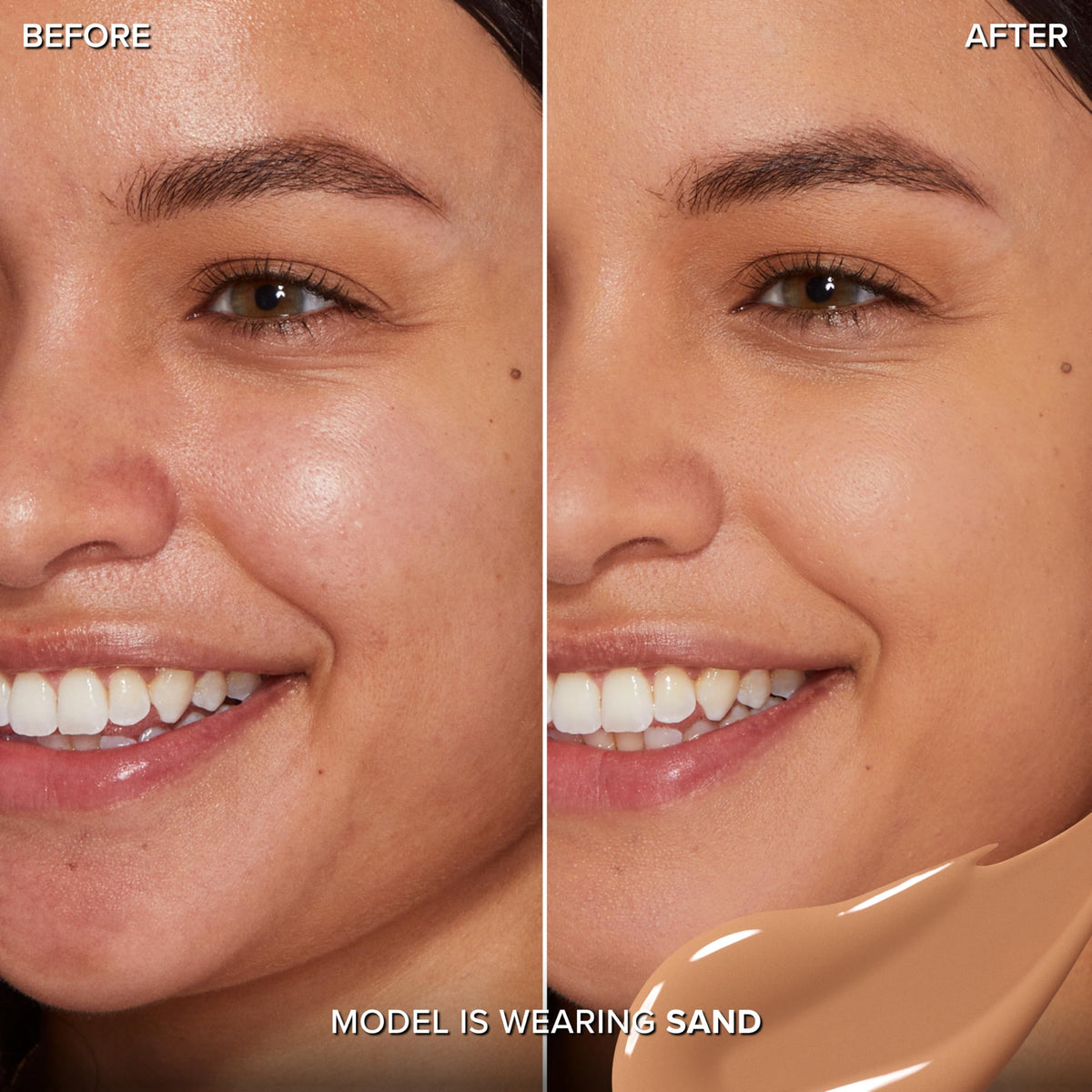 Too Faced shade label and ingredient callouts highlighting hyaluronic acid and coconut water