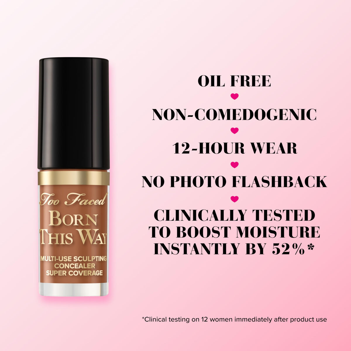 Too Faced concealer in use under eye demonstrating coverage and brightening benefit