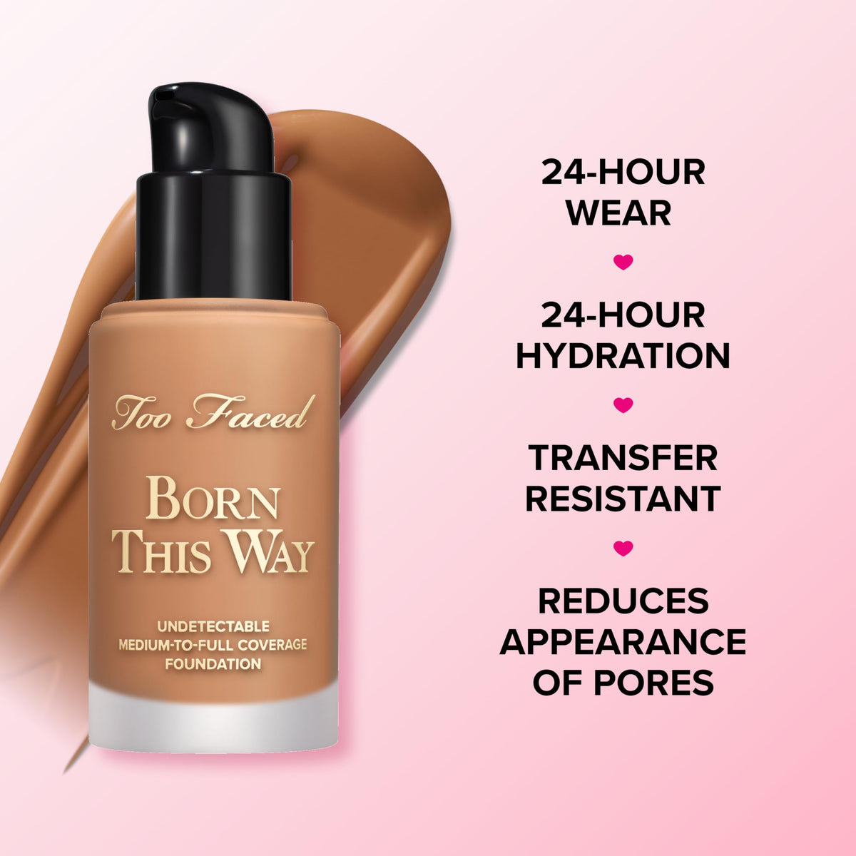 Too Faced coverage comparison before and after, benefit: evens skin tone visibly