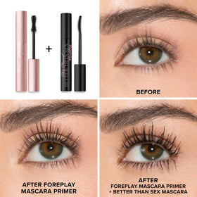 Too Faced crescent brush close-up separating lashes for precise application