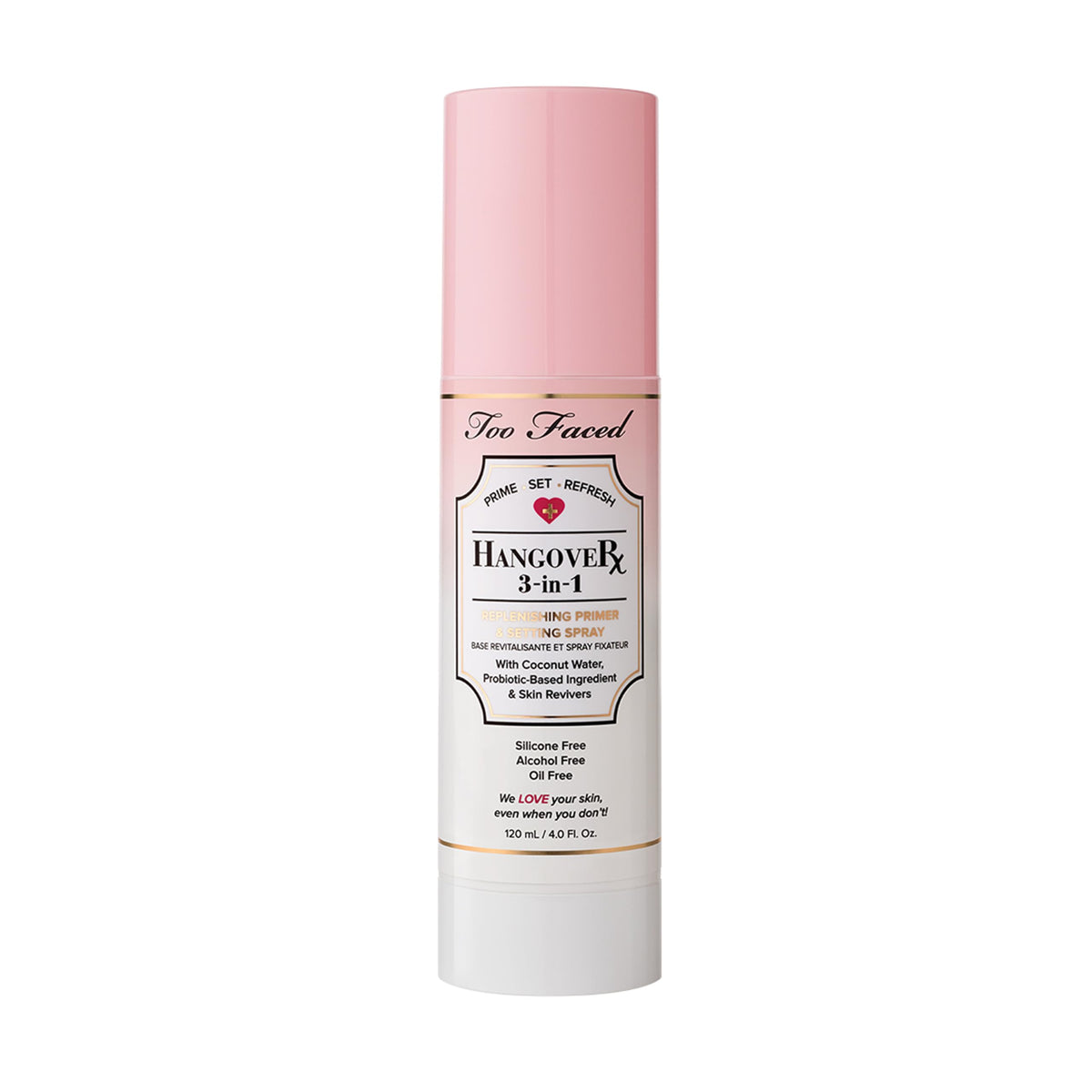 Too Faced front packaging showing bottle and cap with hydrating benefit