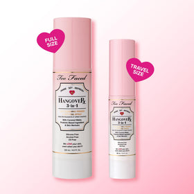 Too Faced bottle tucked in handbag lifestyle shot for on-the-go refresh benefit
