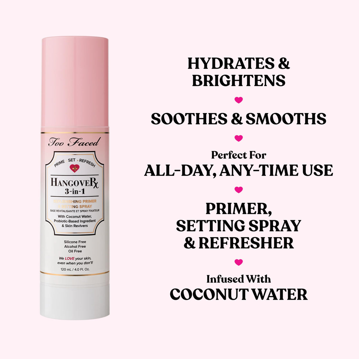 Too Faced mist texture close-up highlighting fine spray and hydration benefit