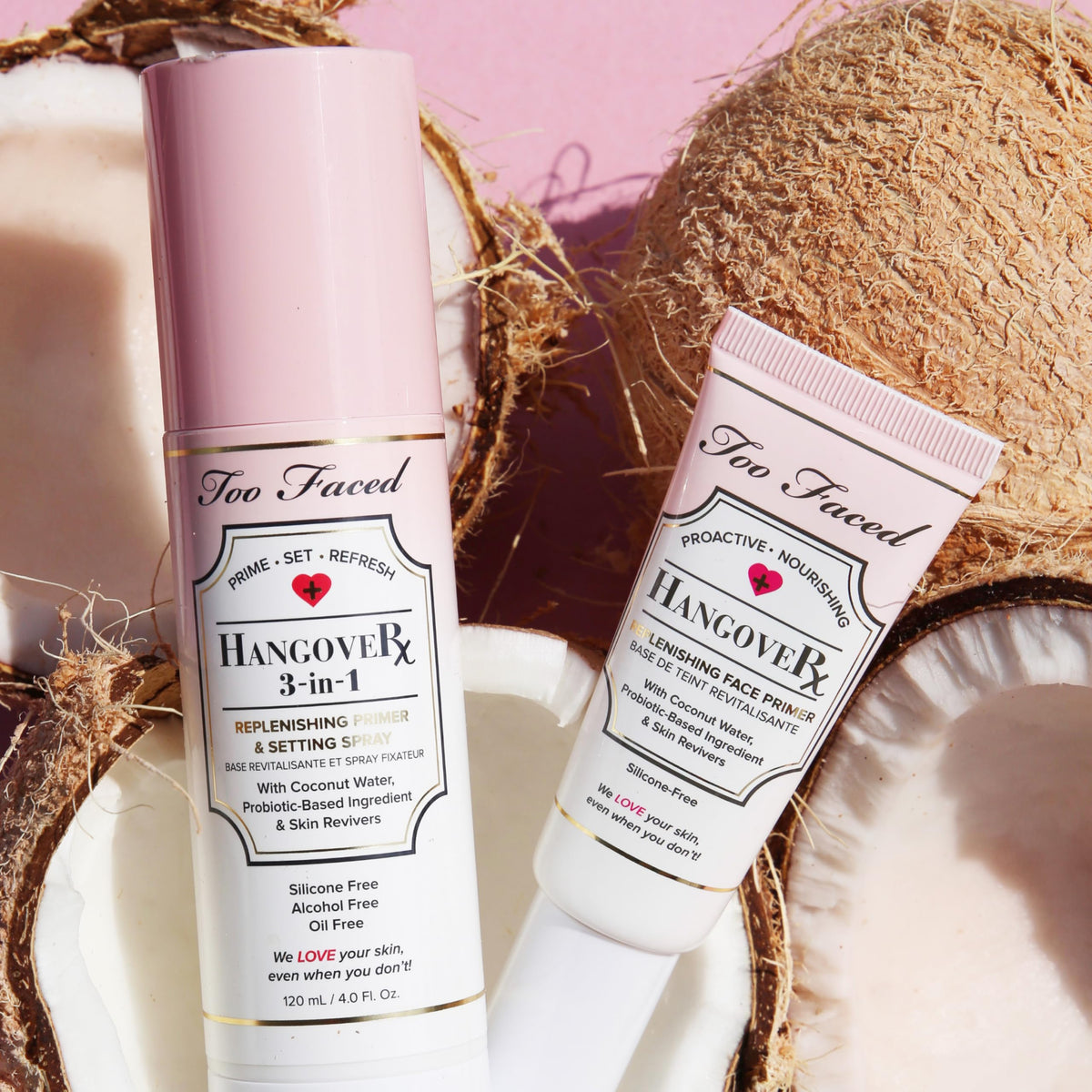 Too Faced Hangover travel purse shot illustrating portable 1 oz bottle for on-the-go refresh
