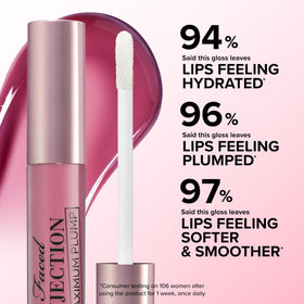 Too Faced on-model lifestyle shot showing natural nude gloss effect benefit