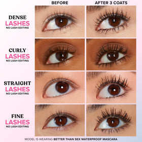 Too Faced hourglass brush close-up highlighting separation and lift benefit