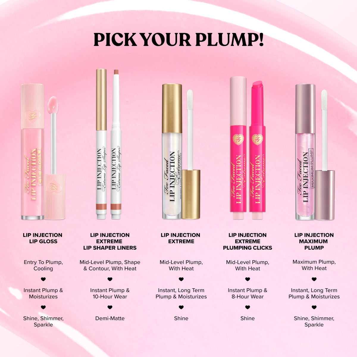 Too Faced gloss in a makeup pouch lifestyle image showing everyday use