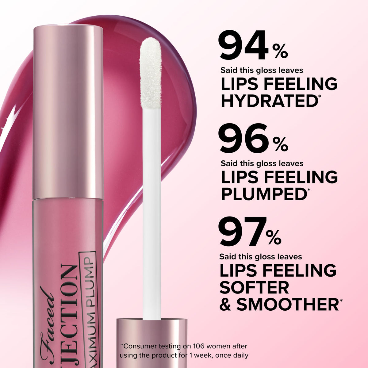 Too Faced lip injection worn on lips showing instant fuller appearance