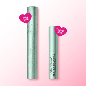 Too Faced mascara in poolside lifestyle scene showing water-resistant wear benefit