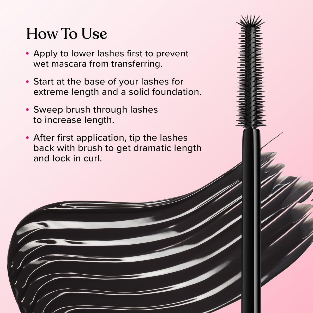 Too Faced open wand and tube showing brush shape and formula