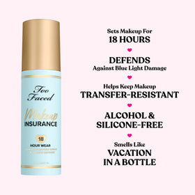 Too Faced bottle held in hand demonstrating 4 fl oz size and travel ease