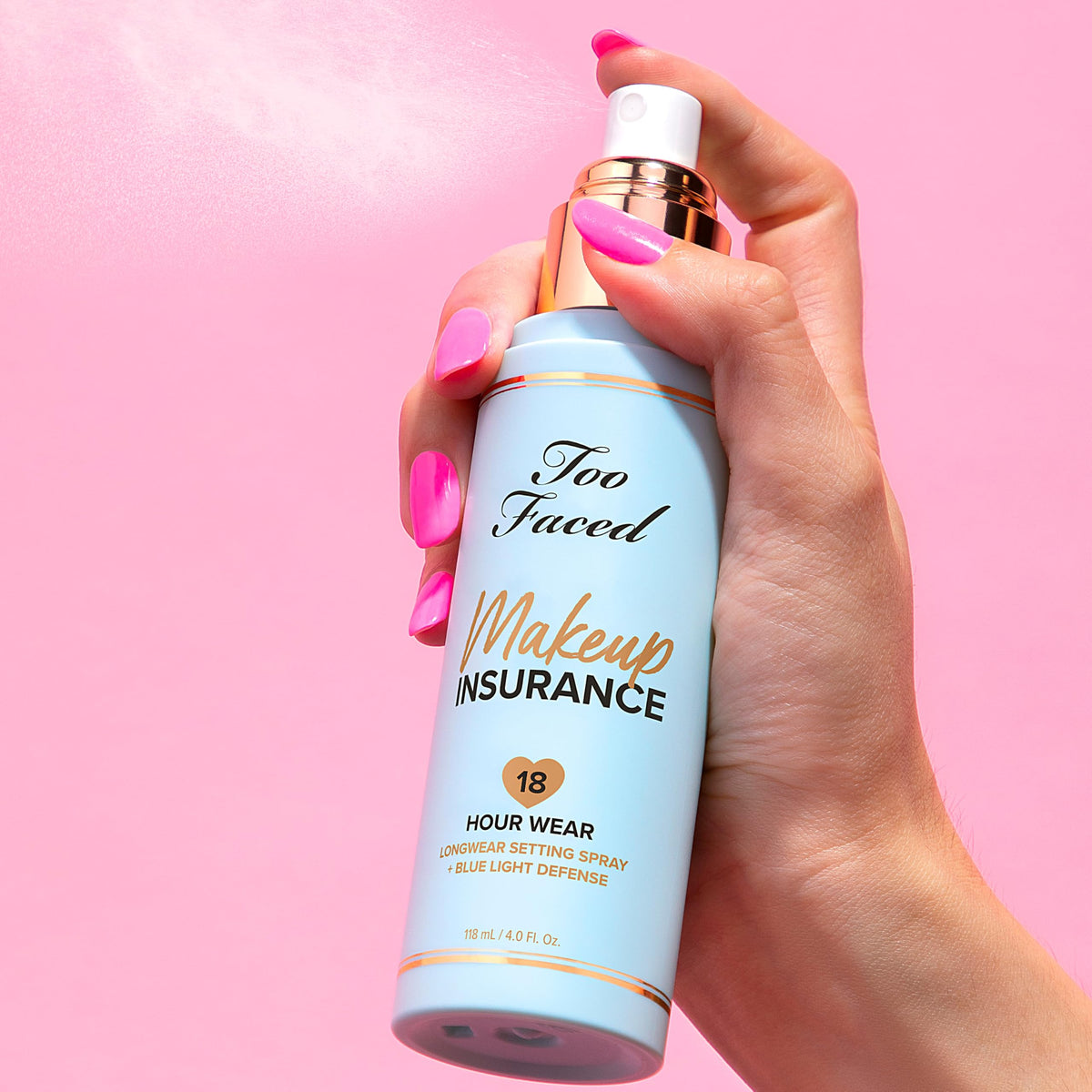Too Faced ingredient label showing green tea and algae extract benefits