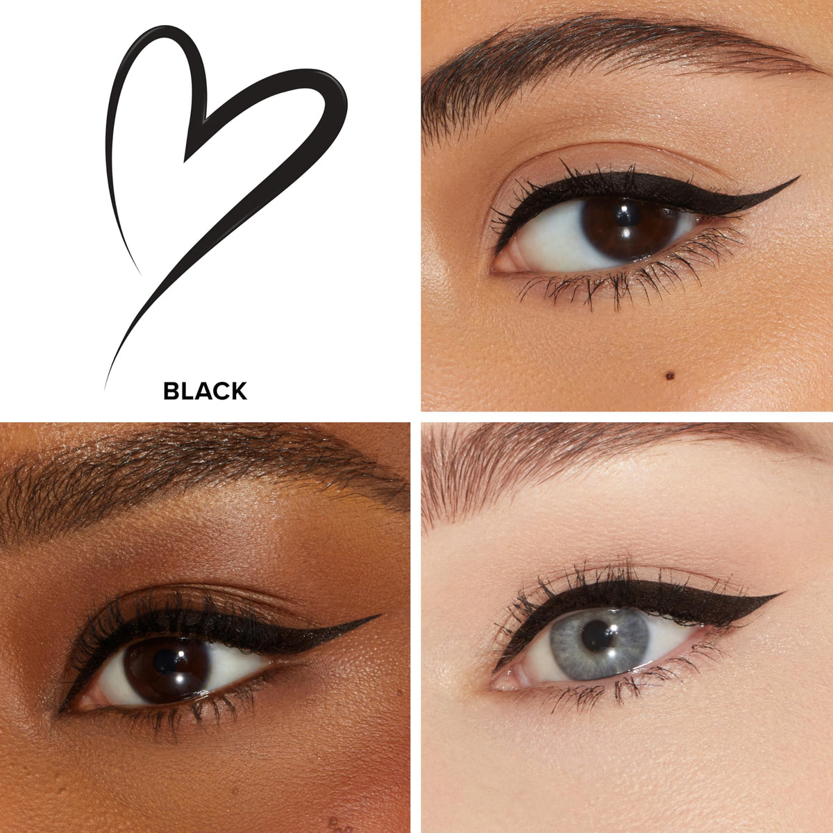 Too Faced black and chocolate brown tubes side by side showing shade choices benefit